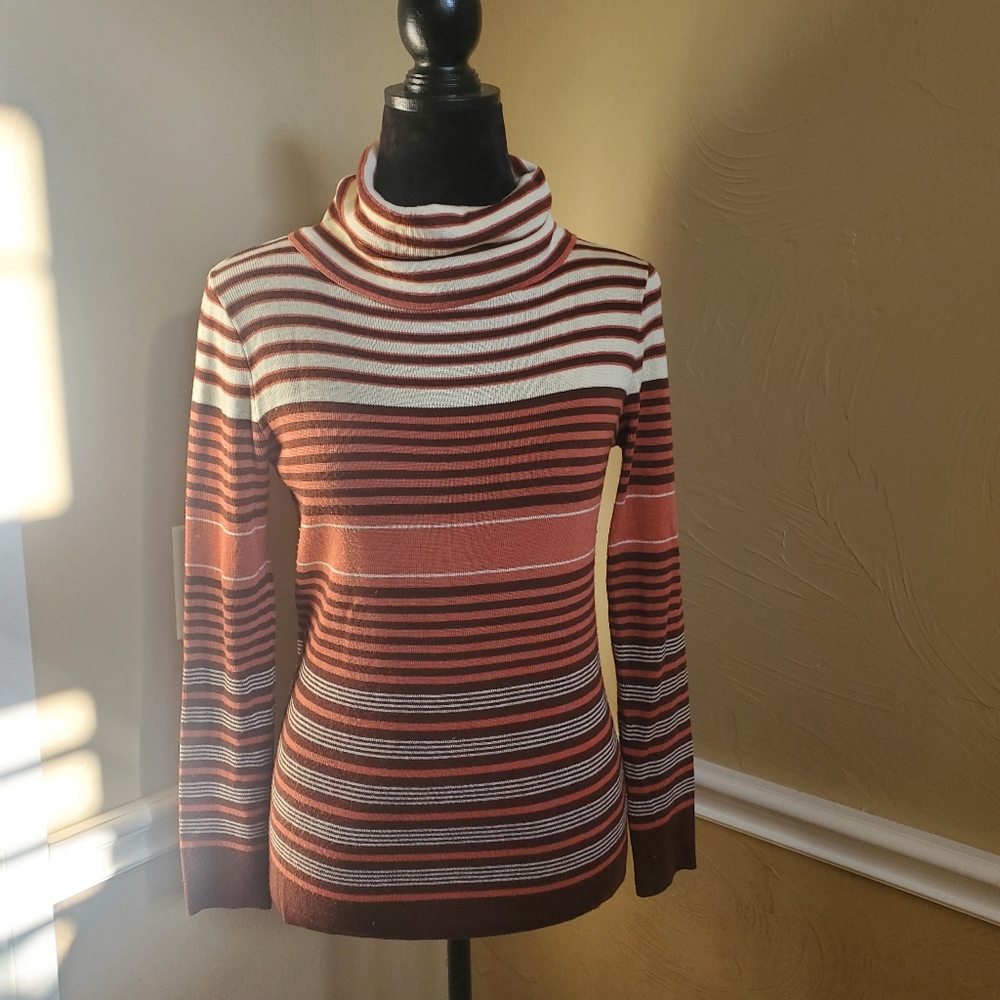 Vintage Striped Brown Turtleneck